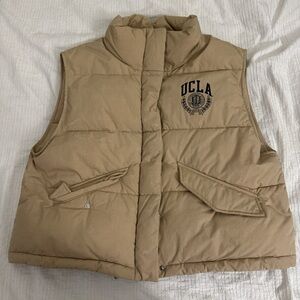 H&M Beige Puffer Vest with UCLA Logo